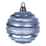 Vickerman M132052 6'' Periwinkle Candy With Glitter Wave Ball Christmas Ornament