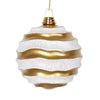 Vickerman M132195 8" Gold And Silver Stripe Candy Finish Stripe Wave Ball Christmas Ornament With Glitter Accents