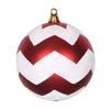 Vickerman M143873 8" Red And White Matte Chevron Ball Christmas Ornament With Glitter Accents