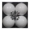 Vickerman M151411 4" White Shiny And Matte Mirror Ball Christmas Ornament With Glitter Accents 4 Per Box