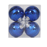 Vickerman M151402 4" Blue Shiny And Matte Mirror Ball Christmas Ornament With Glitter Accents 4 Per Box