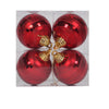 Vickerman M151403 4" Red Shiny And Matte Mirror Ball Christmas Ornament With Glitter Accents 4 Per Box