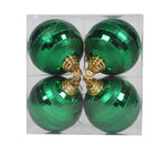 Vickerman M151404 4" Green Shiny And Matte Mirror Ball Christmas Ornament With Glitter Accents 4 Per Box