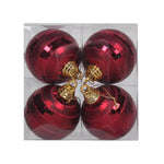 Vickerman M151465 4" Burgundy Shiny And Matte Mirror Ball Christmas Ornament With Glitter Accents 4Per Box