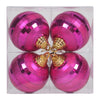 Vickerman M151409 4" Cerise Shiny And Matte Mirror Ball Christmas Ornament With Glitter Accents 4 Per Box