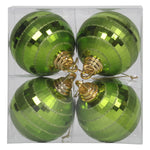 Vickerman M151473 4" Lime Shiny And Matte Mirror Ball Christmas Ornament With Glitter Accents 4 Per Box