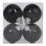 Vickerman M151417 4" Black Shiny And Matte Mirror Ball Christmas Ornament With Glitter Accents 4 Per Box