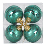 Vickerman M151424 4" Emerald Shiny And Matte Mirror Ball Christmas Ornament With Glitter Accents 4 Per Box