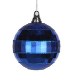 Vickerman M151602 5.5" Blue Shiny And Matte Mirror Ball Christmas Ornament With Glitter Accents