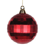 Vickerman M151603 5.5" Red Shiny And Matte Mirror Ball Christmas Ornament With Glitter Accents