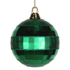 Vickerman M151604 5.5" Green Shiny And Matte Mirror Ball Christmas Ornament With Glitter Accents