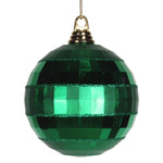 Vickerman M151604 5.5" Green Shiny And Matte Mirror Ball Christmas Ornament With Glitter Accents