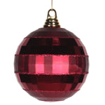 Vickerman M151665 5.5" Burgundy Shiny And Matte Mirror Ball Christmas Ornament With Glitter Accents