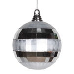 Vickerman M151607 5.5" Silver Shiny And Matte Mirror Ball Christmas Ornament With Glitter Accents