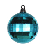 Vickerman M151612 5.5" Turquoise Shiny And Matte Mirror Ball Christmas Ornament With Glitter Accents