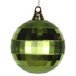 Vickerman M151673 5.5" Lime Shiny And Matte Mirror Ball Christmas Ornament With Glitter Accents