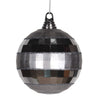 Vickerman M151687 5.5" Pewter Shiny And Matte Mirror Ball Christmas Ornament With Glitter Accents