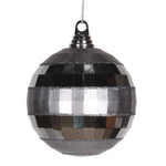 Vickerman M151687 5.5" Pewter Shiny And Matte Mirror Ball Christmas Ornament With Glitter Accents