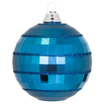 Vickerman M151631 5.5" Midnight Blue Shiny And Matte Mirror Ball Christmas Ornament With Glitter Accents