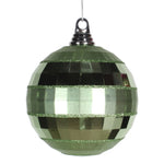Vickerman M151654 5.5" Celadon Shiny And Matte Mirror Ball Christmas Ornament With Glitter Accents