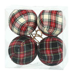 Vickerman M171805 6" Red And Black Fabric Plaid Ball Ornament 2 Per Box