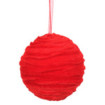 Vickerman M173405 4.75" Polystyrene Ball Ornament Wrapped With Red Cloth - 3 Per Bag