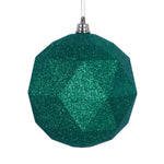 Vickerman M177404DG 6" Green Glitter Geometric Ball Ornament 4 Per Bag