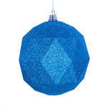 Vickerman M177512DG 8" Turquoise Geometric Ball Ornament Featuring A Glitter Finish