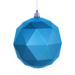 Vickerman M177412DM 6" Turquoise Geometric Ball Ornament Featuring A Matte Finish - 4 Per Bag