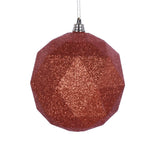 Vickerman M177318DG 4.75" Burnished Orange Geometric Ball Ornament Featuring A Glitter Finish - 4 Per Bag