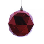 Vickerman M177419DS 6" Wine Geometric Ball Ornament Featuring A Shiny Finish - 4 Per Bag