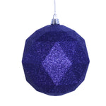 Vickerman M177422DG 6" Cobalt Blue Geometric Ball Ornament Featuring A Glitter Finish - 4 Per Bag