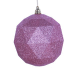 Vickerman M177545DG 8" Mauve Geometric Ball Ornament Featuring A Glitter Finish