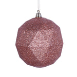 Vickerman M177458DG 6" Rose Gold Geometric Ball Ornament Featuring A Glitter Finish - 4 Per Bag