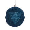 Vickerman M177462DG 6" Sea Blue Geometric Ball Ornament Featuring A Glitter Finish - 4 Per Bag