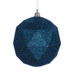 Vickerman M177462DG 6" Sea Blue Geometric Ball Ornament Featuring A Glitter Finish - 4 Per Bag