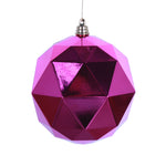 Vickerman M177470DS 6" Fuchsia Geometric Ball Ornament Featuring A Shiny Finish - 4 Per Bag