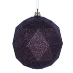 Vickerman M177575DG 8" Chocolate Geometric Ball Ornament Featuring A Glitter Finish