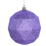 Vickerman M177586DG 8" Lavender Geometric Ball Ornament Featuring A Glitter Finish