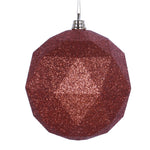 Vickerman M177388DG 4.75" Copper Geometric Ball Ornament Featuring A Glitter Finish - 4 Per Bag