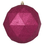 Vickerman M177421DG 6" Berry Red Glitter Geometric Ball 4/Bag