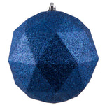 Vickerman M177431DG 6" Midnight Blue Glitter Geometric Ball Ornament 4 Per Bag