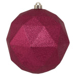 Vickerman M177521DG 8" Berry Red Glitter Geometric Ball