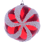 Vickerman MC190312 4.75" Red And White Swirl Ball Ornament 2 Per Bag