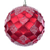 Vickerman MC190503D 4.75" Red Net Beaded Ball Ornament 3 Per Bag