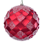 Vickerman MC190503D 4.75" Red Net Beaded Ball Ornament 3 Per Bag