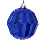 Vickerman MC190802D 5" Blue Glitter Faceted Ball Ornament 3 Per Bag
