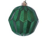 Vickerman MC190804D 5" Green Glitter Faceted Ball Ornament 3 Per Bag