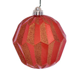 Vickerman MC190818D 5" Burnish Orange Glitter Faceted Ball Ornament 3 Per Bag