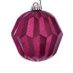 Vickerman MC190821D 5" Berry Red Glitter Faceted Ball Ornament 3 Per Bag